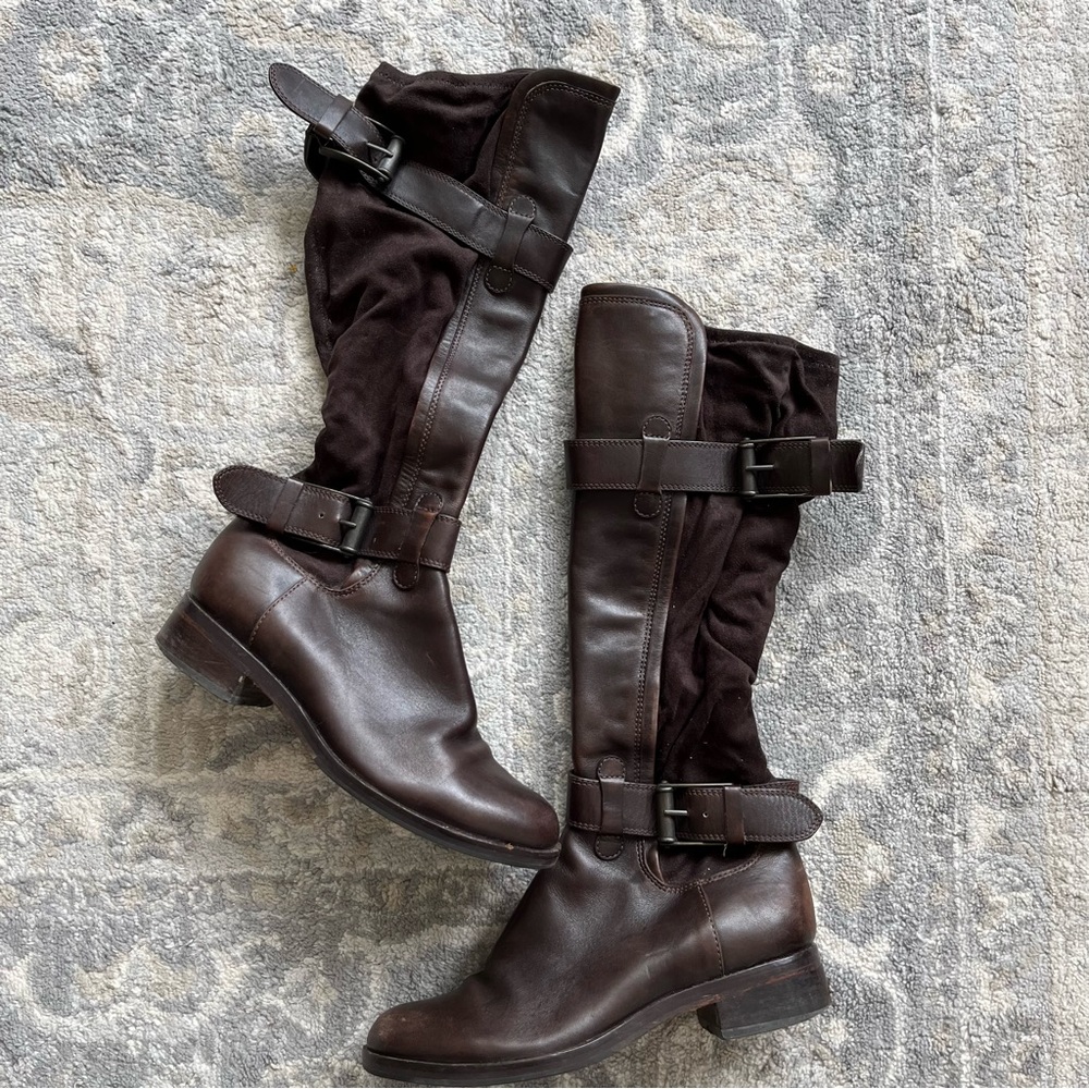 Cole Haan chocolate suede stretch with functional buckle SZ 6